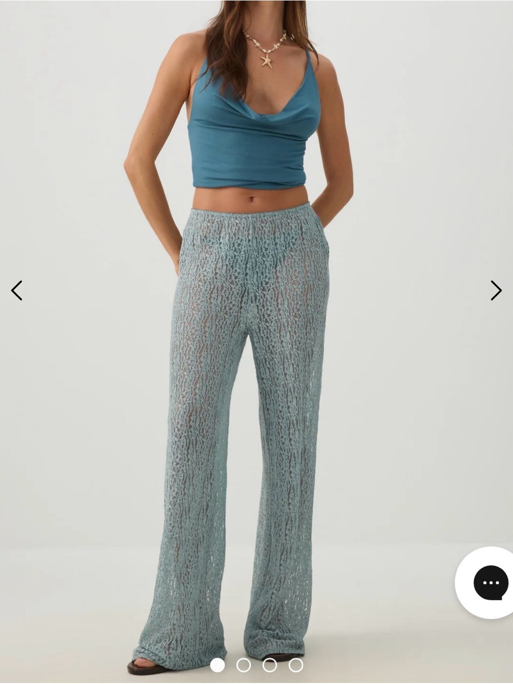 Ardene Light Blue lace Wide-Leg Pants